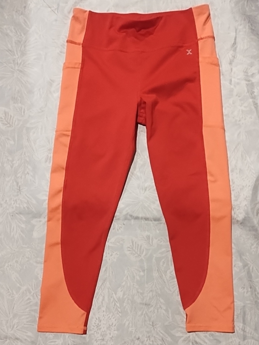 💥2/$5💥Xersion Red & Peach Colorblock Girls' Active Leggings VGC Size 14.